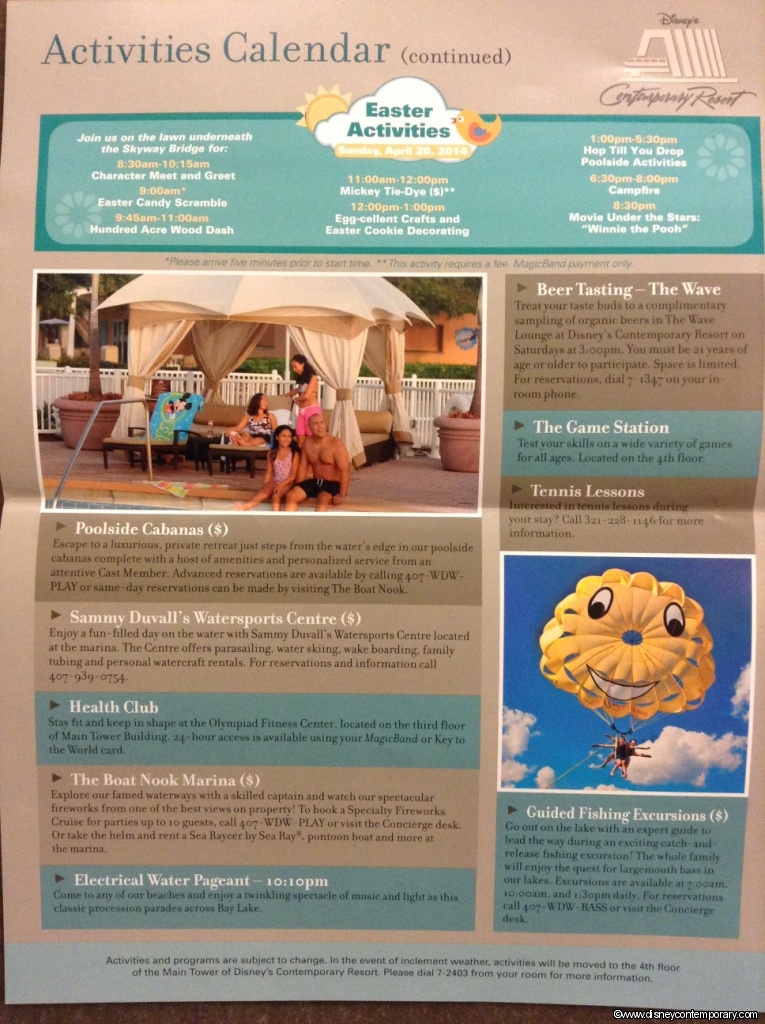 Maps And Printed Materials Disney S Contemporary Resort