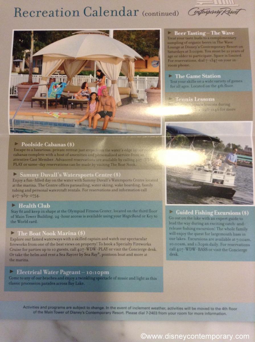 Maps And Printed Materials Disney S Contemporary Resort