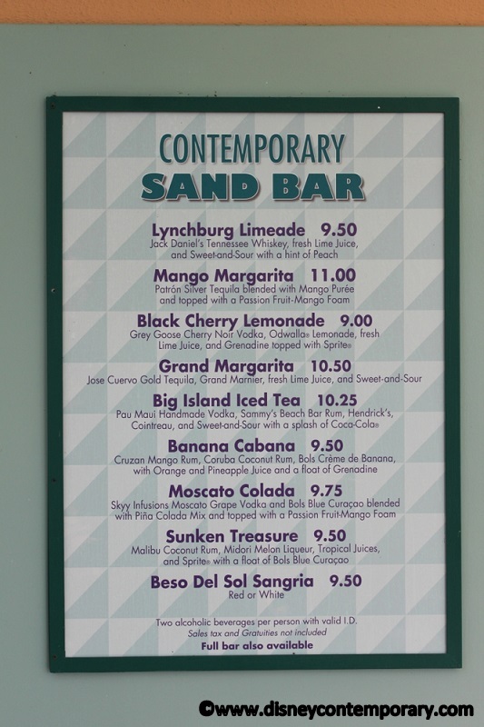 The Sand Bar Disney's Contemporary Resort Fan Site
